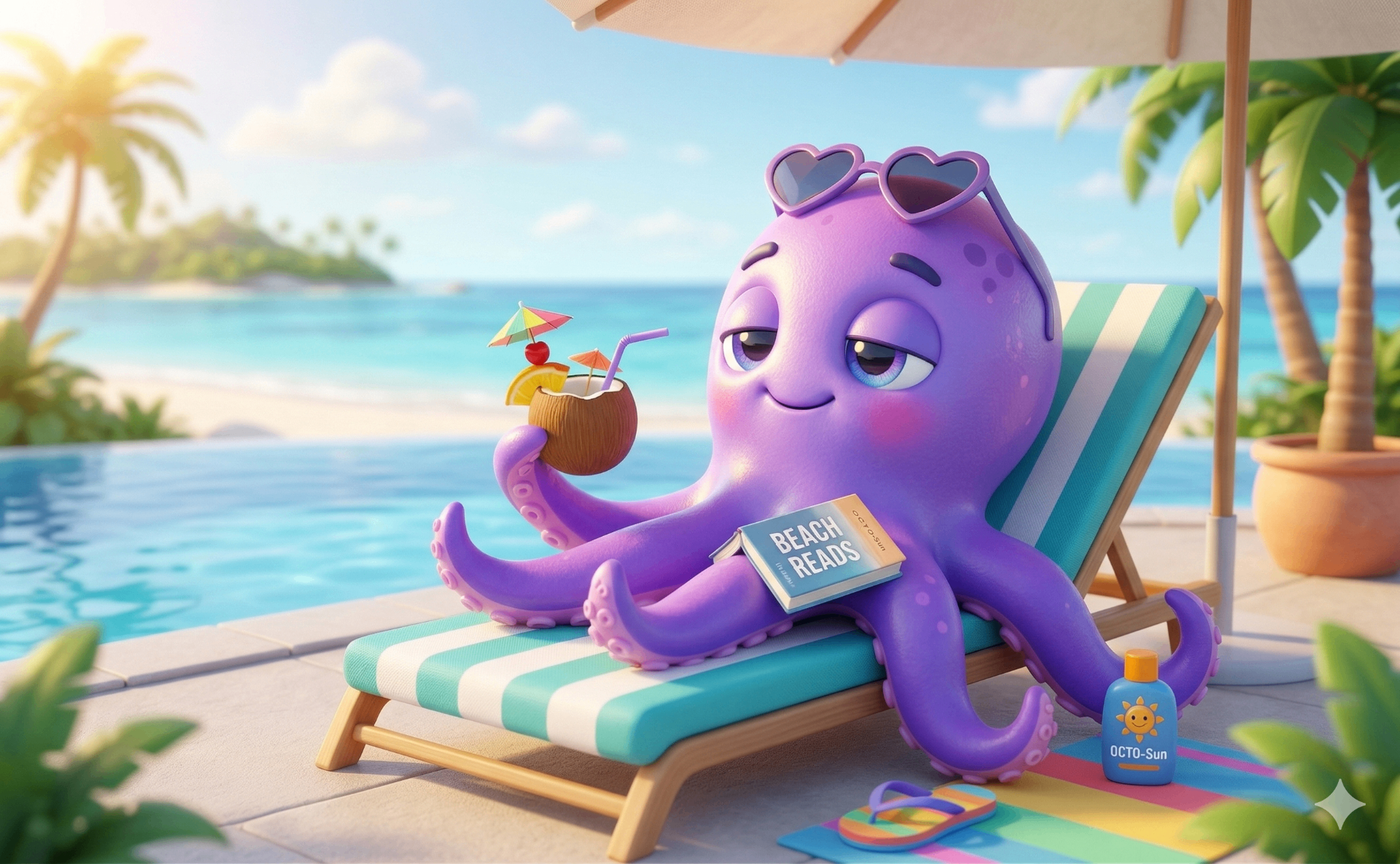 Otto descansando en la playa mientras Pulzo se ocupa de todo